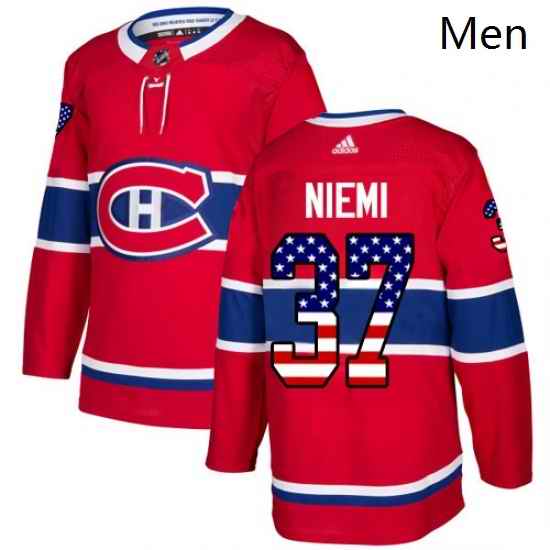 Mens Adidas Montreal Canadiens 37 Antti Niemi Authentic Red USA Flag Fashion NHL Jersey